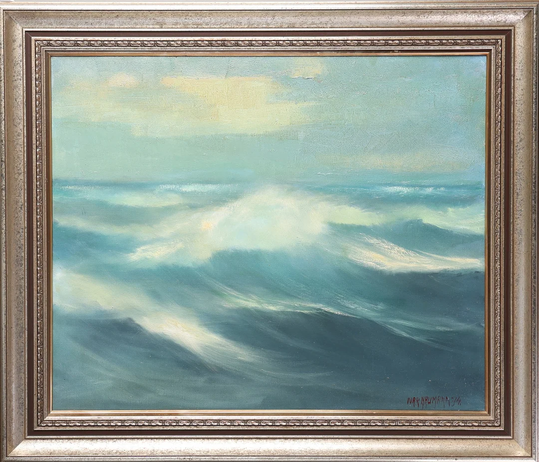 IVAR NAUMANN. Olja på duk, havslandskap, signerad och daterad 74. — Paintings — Gomér & Andersson Jönköping