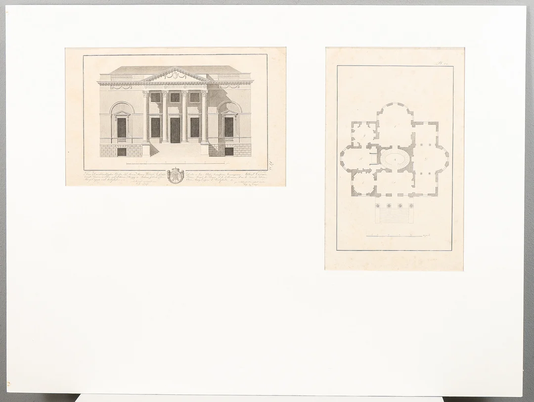 CHRISTIAN LUDWIG STIEGLITZ. 2 Planscher, Nr 81 & 82 från "Zeichnungen aus der schönen Baukunst", Leipzig 1804. — Engravings & Prints — Karlstad Hammarö Auktionsverk