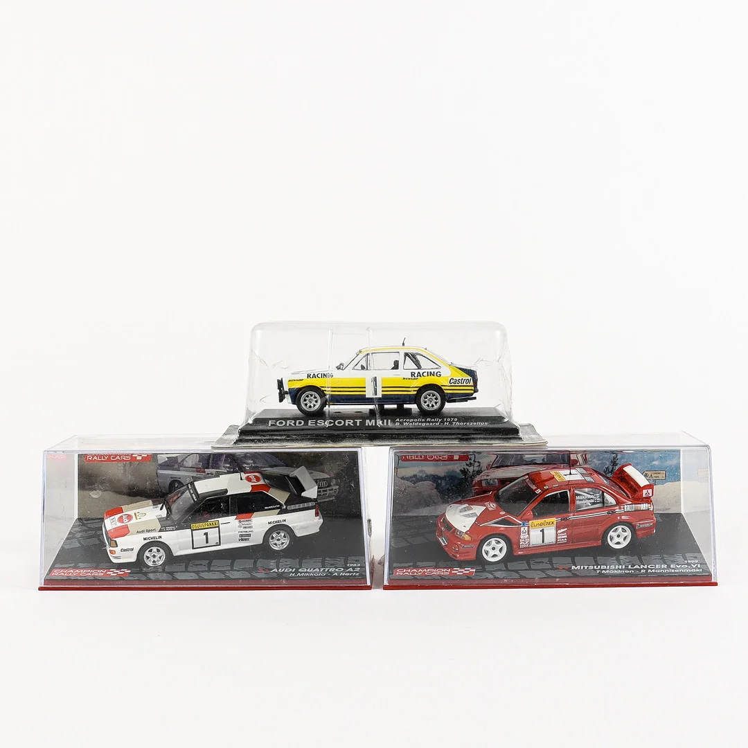 MODELBILAR 3 stycken, Rallybilar. — Model cars — Karlstad Hammarö Auktionsverk