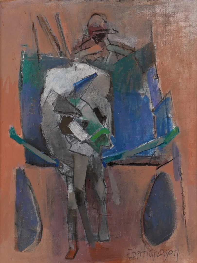 EBBE EBERHARDSON. Kusk med åsna, olja på platta, signerad Eberhardson. — Paintings — Auktionsfirma Kenneth Svensson i Kalmar