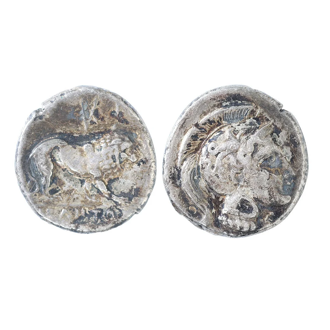 A RARE LUCANIA, DIDRACHM GREEK COIN, C. 300-280 BC. — Coins & Banknotes — Bishop & Miller