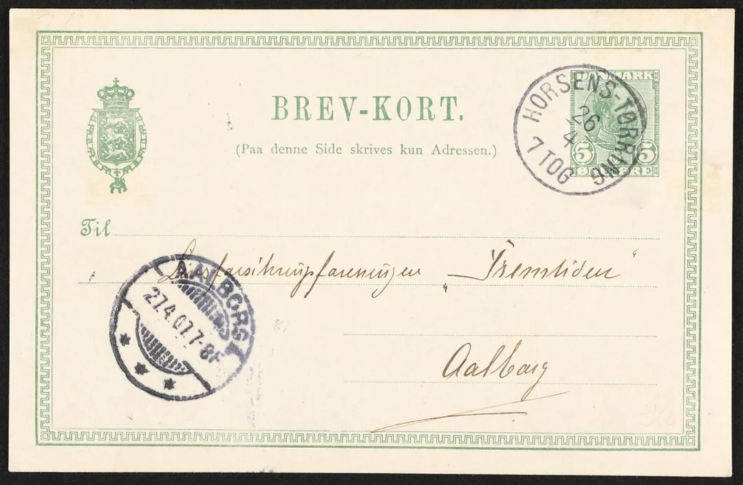 HORSENS-TØRRING 26.4. Lap-canc. (late usage) on stationery card — Stamps, Covers & Postal History/Denmark/Stempler — Bruun Rasmussen