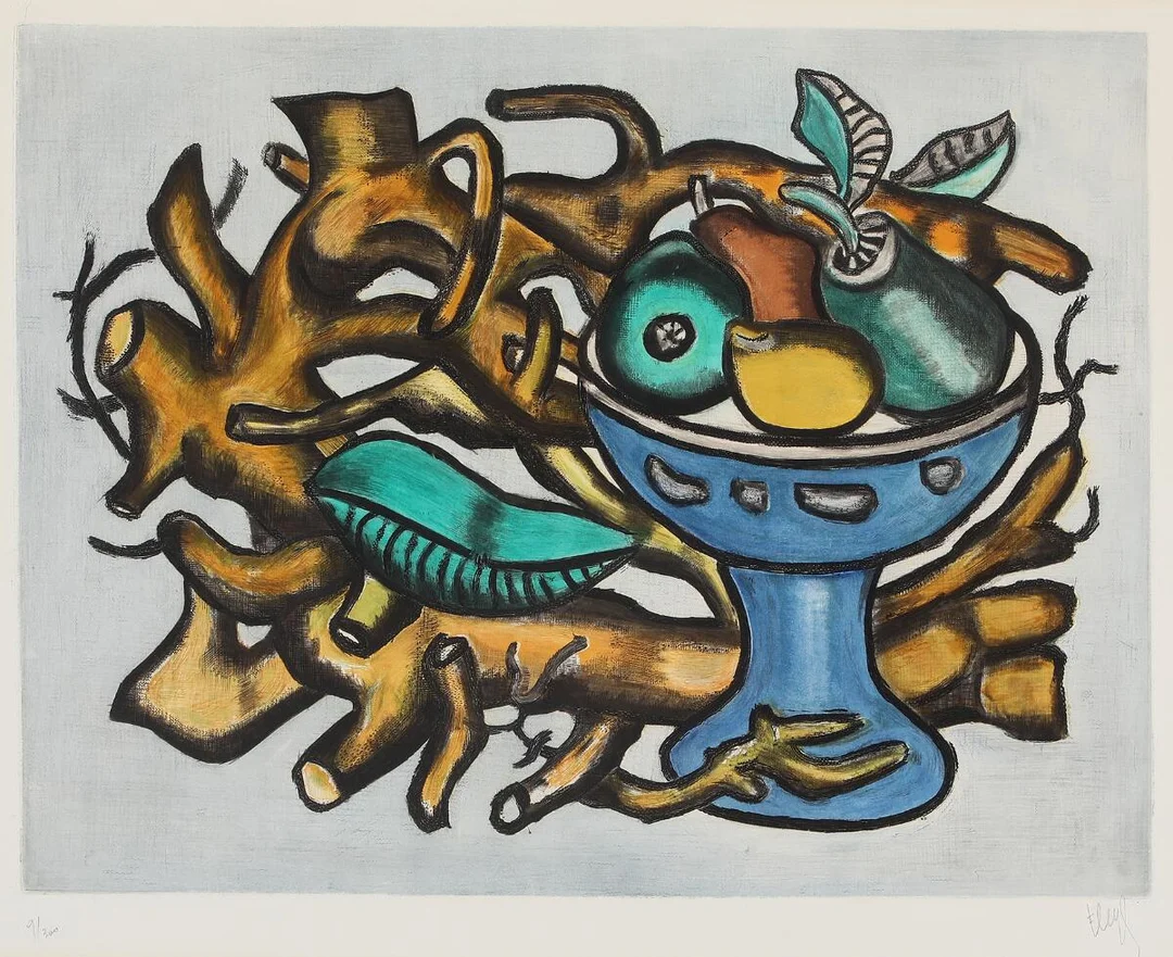 Fernand Léger: “Le compotier”. Signed F. Léger, 9/300. Etching and aquatint. Visible size 48 × 59.5 cm. — Modern Prints/Modern art — Bruun Rasmussen