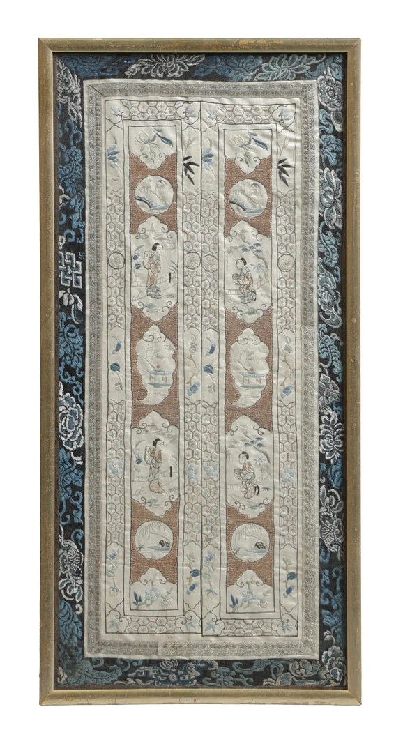 A CHINESE QING DYNASTY (1644-1912) SILK WORK PANEL. — Textiles — Bishop & Miller