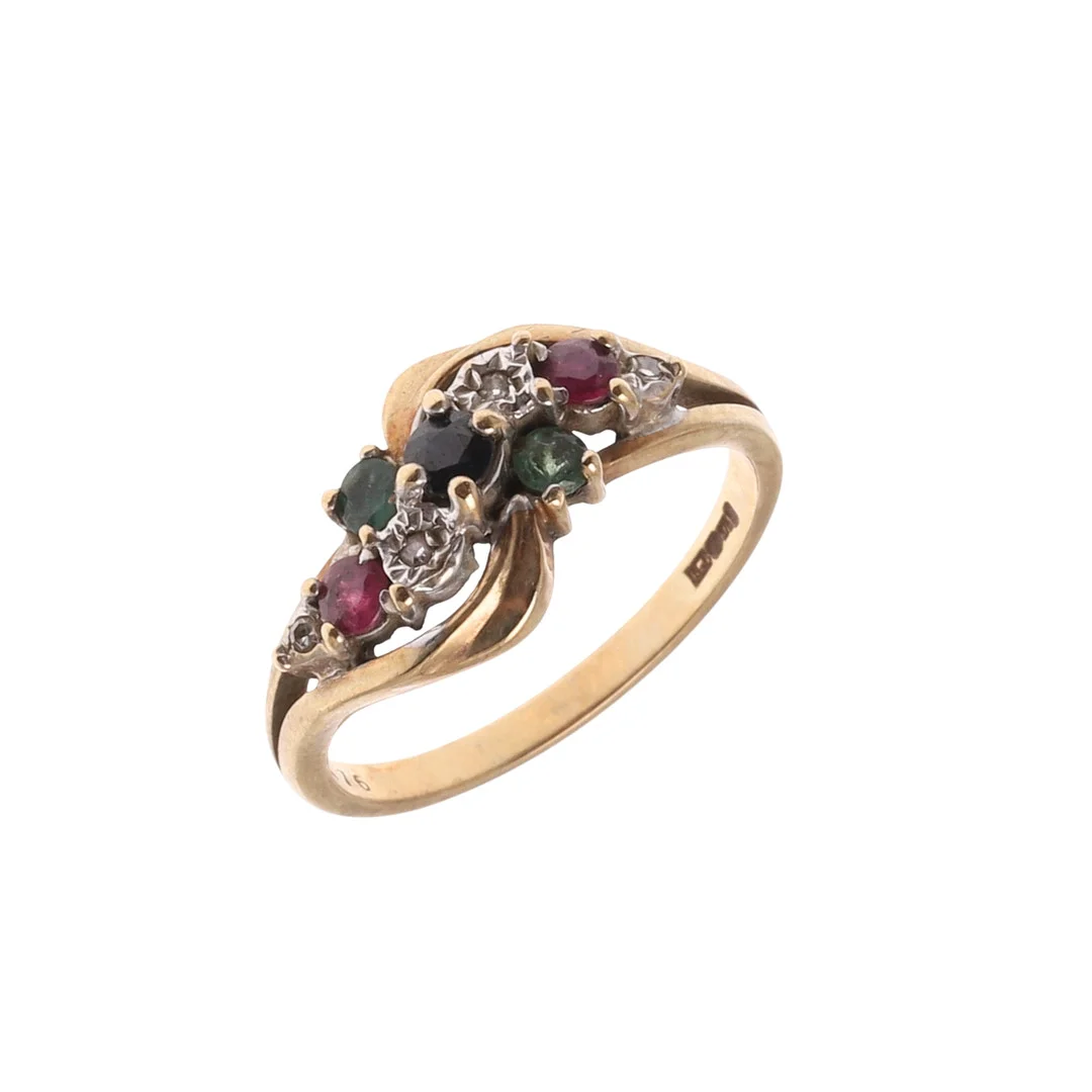 A 9CT GOLD AND GEM SET RING. — Rings — Lawrences Auctioneers