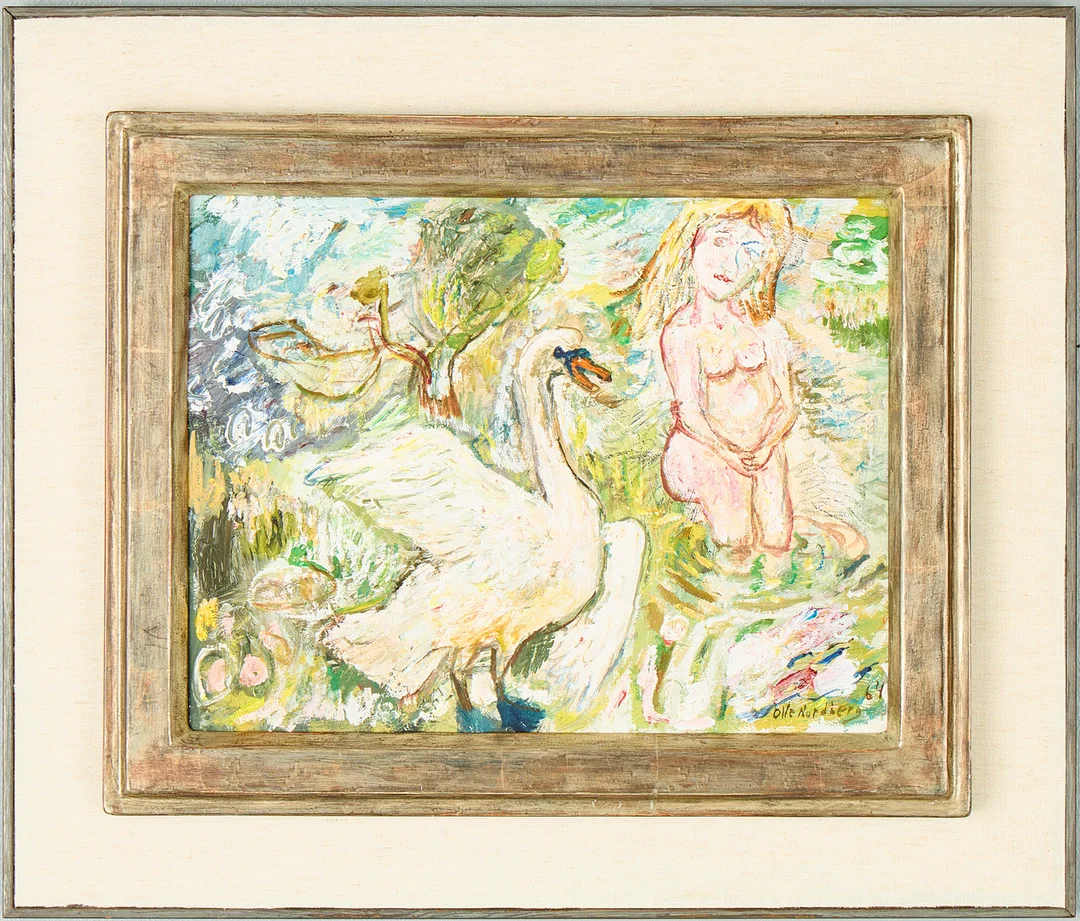 OLLE NORDBERG. Leda och svanen. — Paintings — Uppsala Auktionskammare