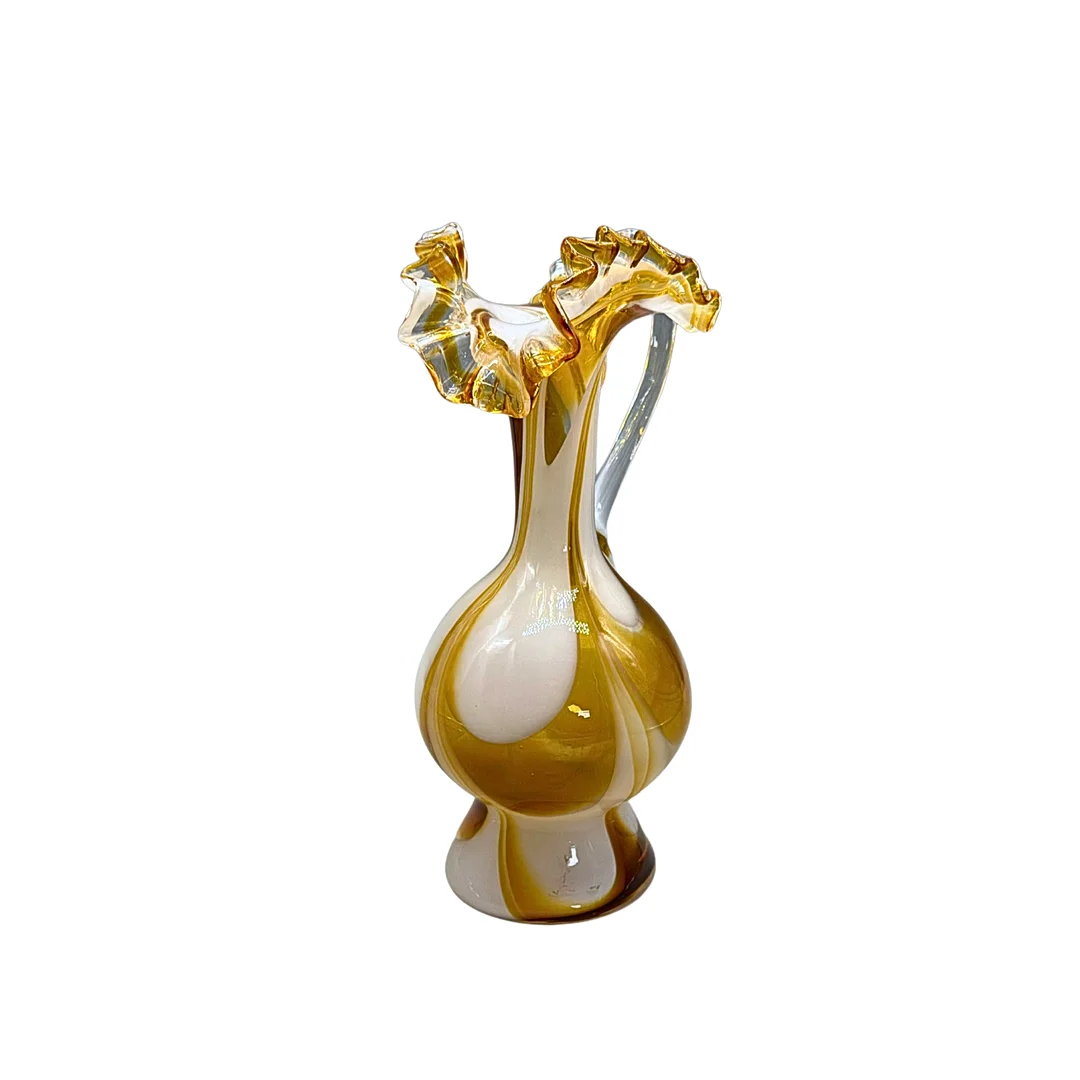 HENKELVASE MIT FALTENRAND. — Art glass — Auktionshaus Stuber's Hammerschlag