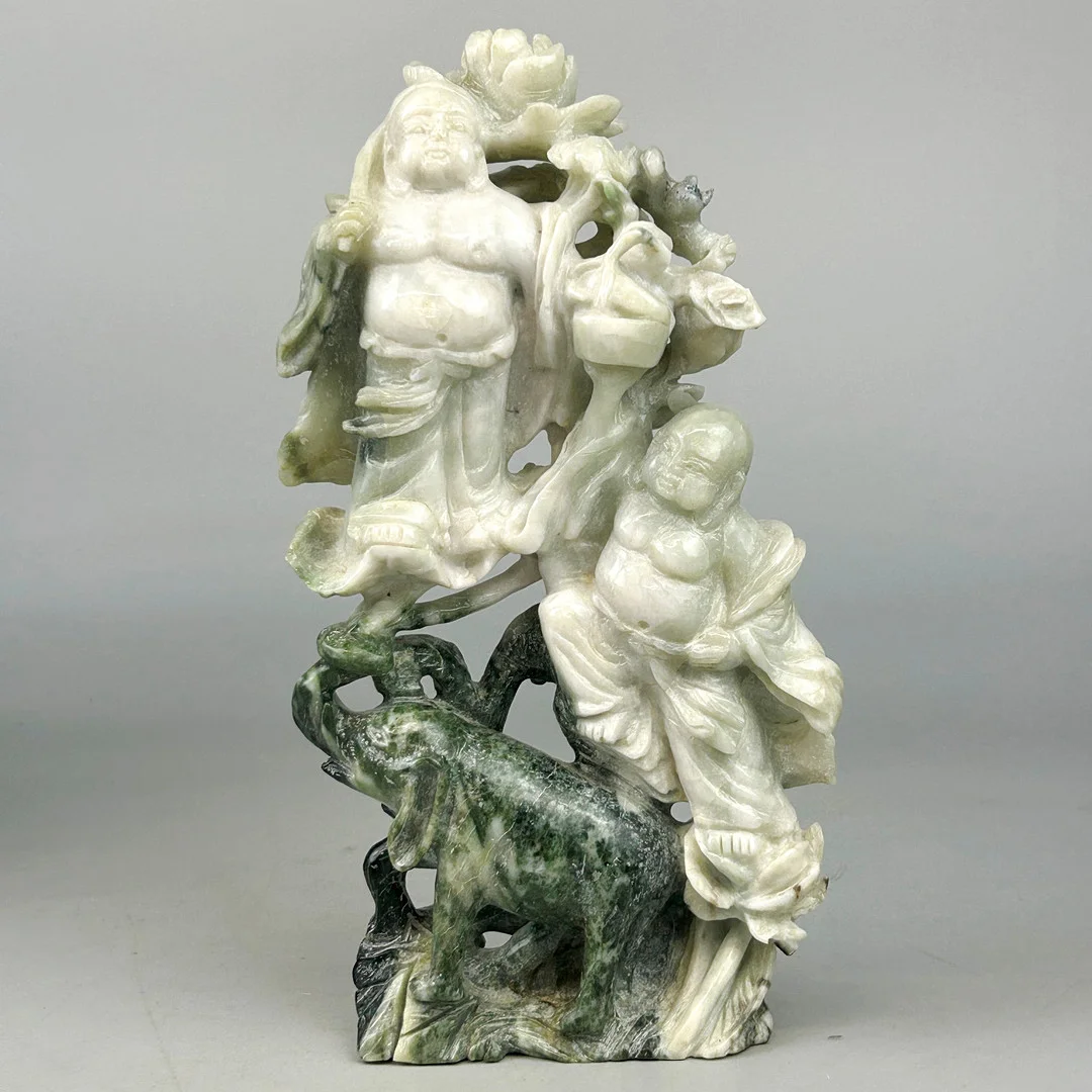 WHITE & GREEN JADE BUDDHA. — Other — Chalkwell Auctions