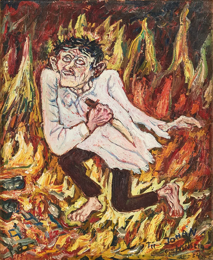 OLLE NORDBERG (1905-1986). Mansfigur, olja på pannå. — Paintings — Stockholms Auktionsverk Magasin 5