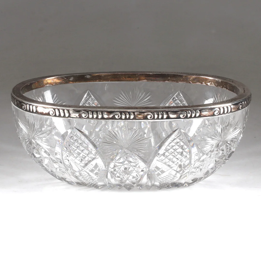 SKÅL, glas med kant av silver, K Andersson 1916. — Silver — Stadsauktion Sundsvall