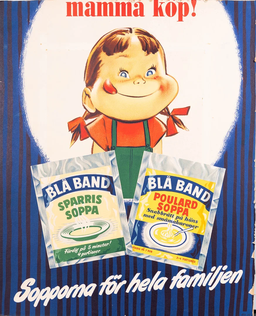 REKLAMAFFISCH, Blå band, 1900-tal. — Engravings & Prints — Norrlands Auktionsverk