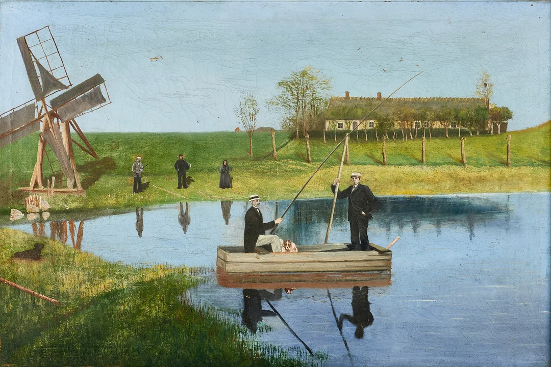 OKÄND KONSTNÄR (Omkring sekelskiftet 1900). Lantidyll, osignerad, olja på duk. — Paintings — Crafoord Auktioner Stockholm