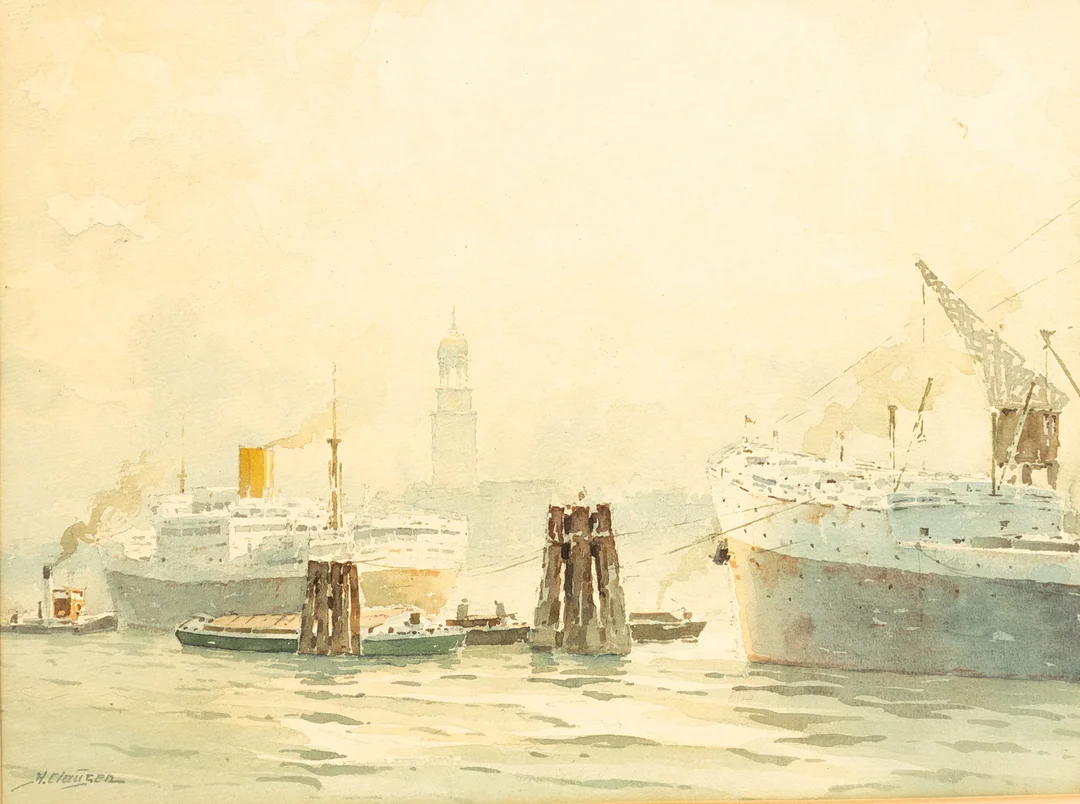 JOHANNES HARDERS (1871-1950). Hamburger Hafen. — Engravings & Prints — Stockholms Auktionsverk Hamburg