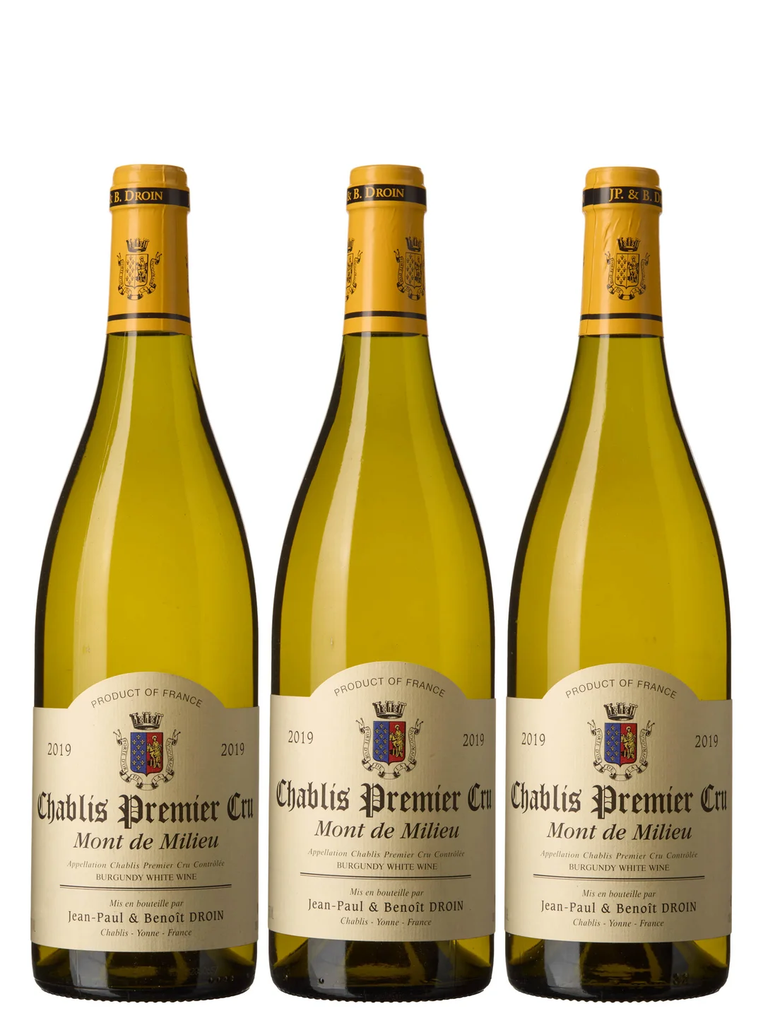 3 x Chablis 1er Cru Mont de Milieu 2019, Jean-Paul & Benoit Droin — 3 x Chablis 1er Cru Mont de Milieu 2019, Jean-Paul & Benoit Droin — Vin/Vin — Blomqvist