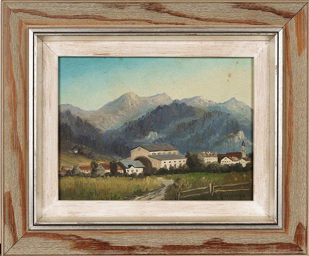 NIKOLAUS GUMBERGER. Olja på pannå, Bymotiv, Signerad. — Paintings — Norrlands Auktionsverk