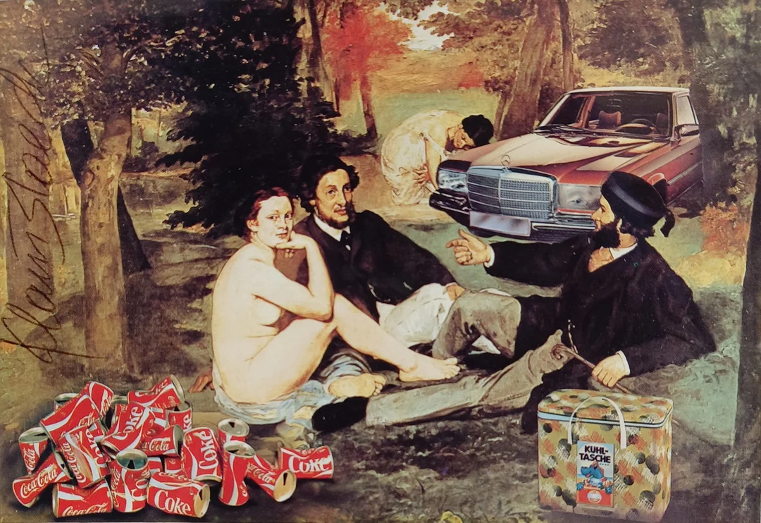 STAEK, KLAUS. "Zurück zur Natur" (1985), handsignierte Kunstpostkarte. — Other — Auktionshaus Blank