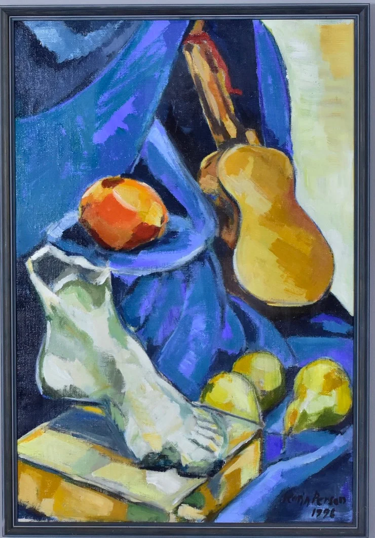 KARIN PERSON. oljemålning på duk, stilleben. — Paintings — Halmstads Auktionskammare