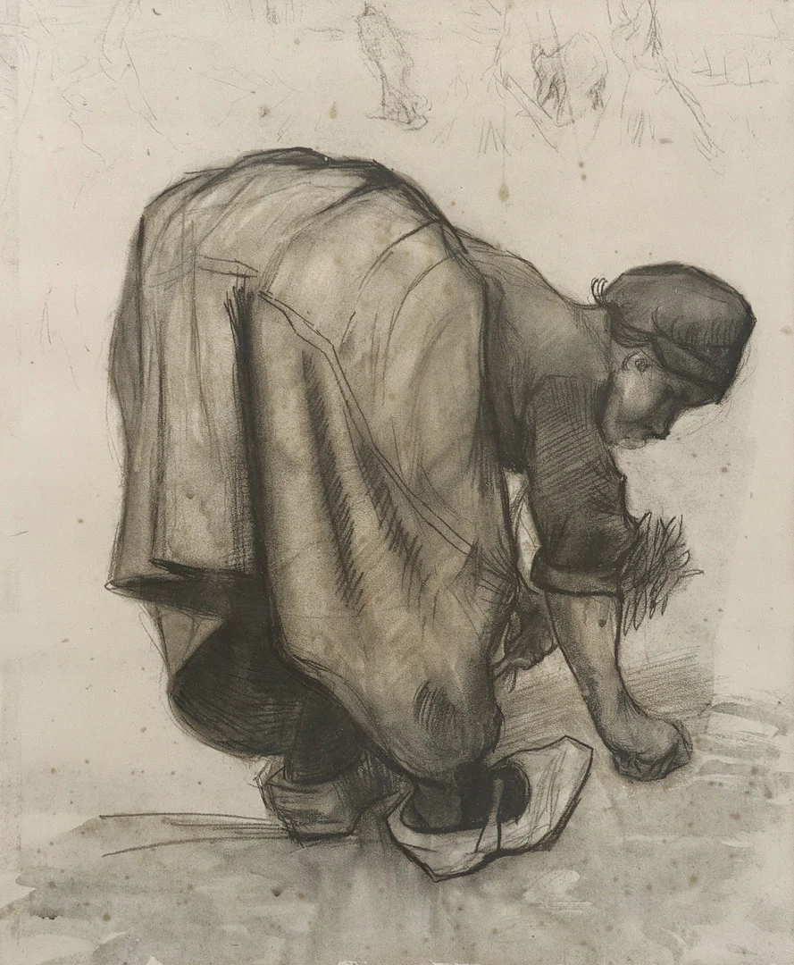 VINCENT VAN GOGH. EFTER. "Woman Gleaning", 1885, reproduktionstryck. — Engravings & Prints — Gomér & Andersson Jönköping