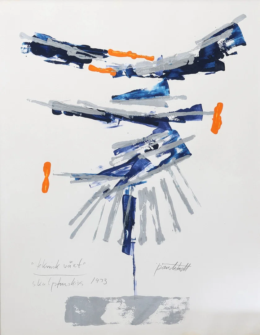 THEODOR PAUCKSTADT. blandteknik, skulpturskiss, signerad, daterad 73. — Paintings — Gomér & Andersson Jönköping