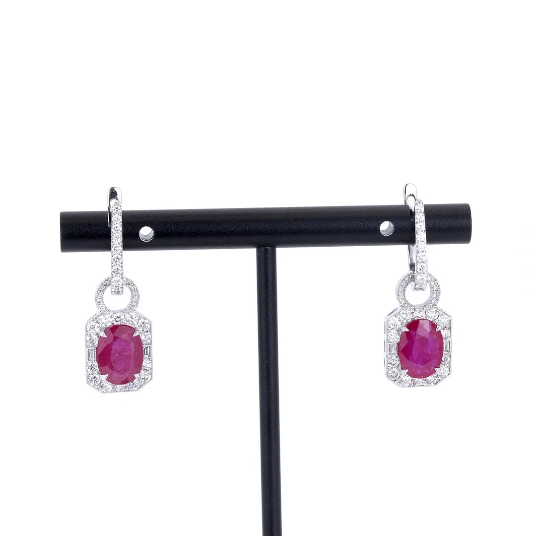 18CT GOLD RUBY & DIAMOND EARRINGS. — Earrings — Chalkwell Auctions
