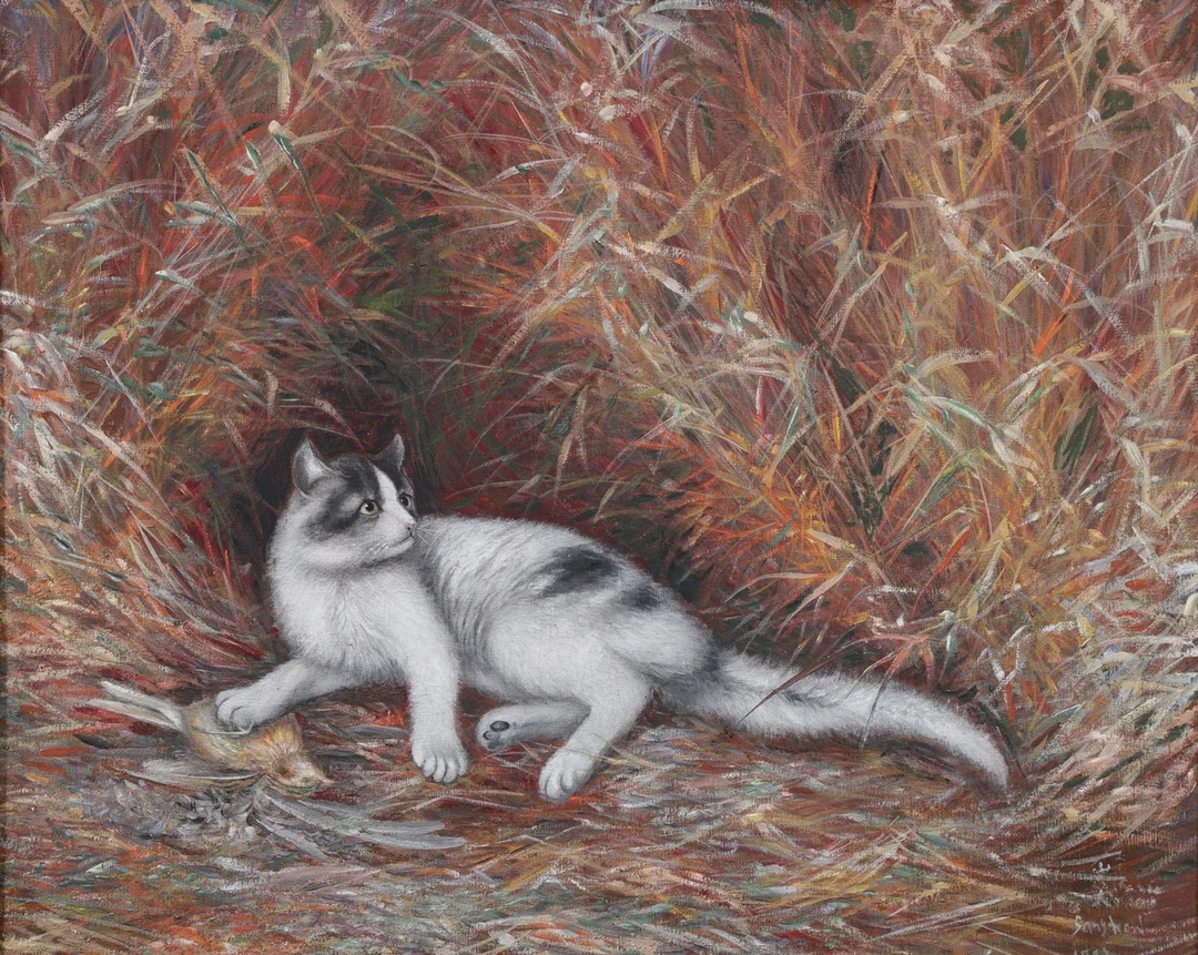 SANCHOW OKUNO. Katt. Olja på duk, signerad och daterad 1921. — Paintings — Växjö Auktionskammare