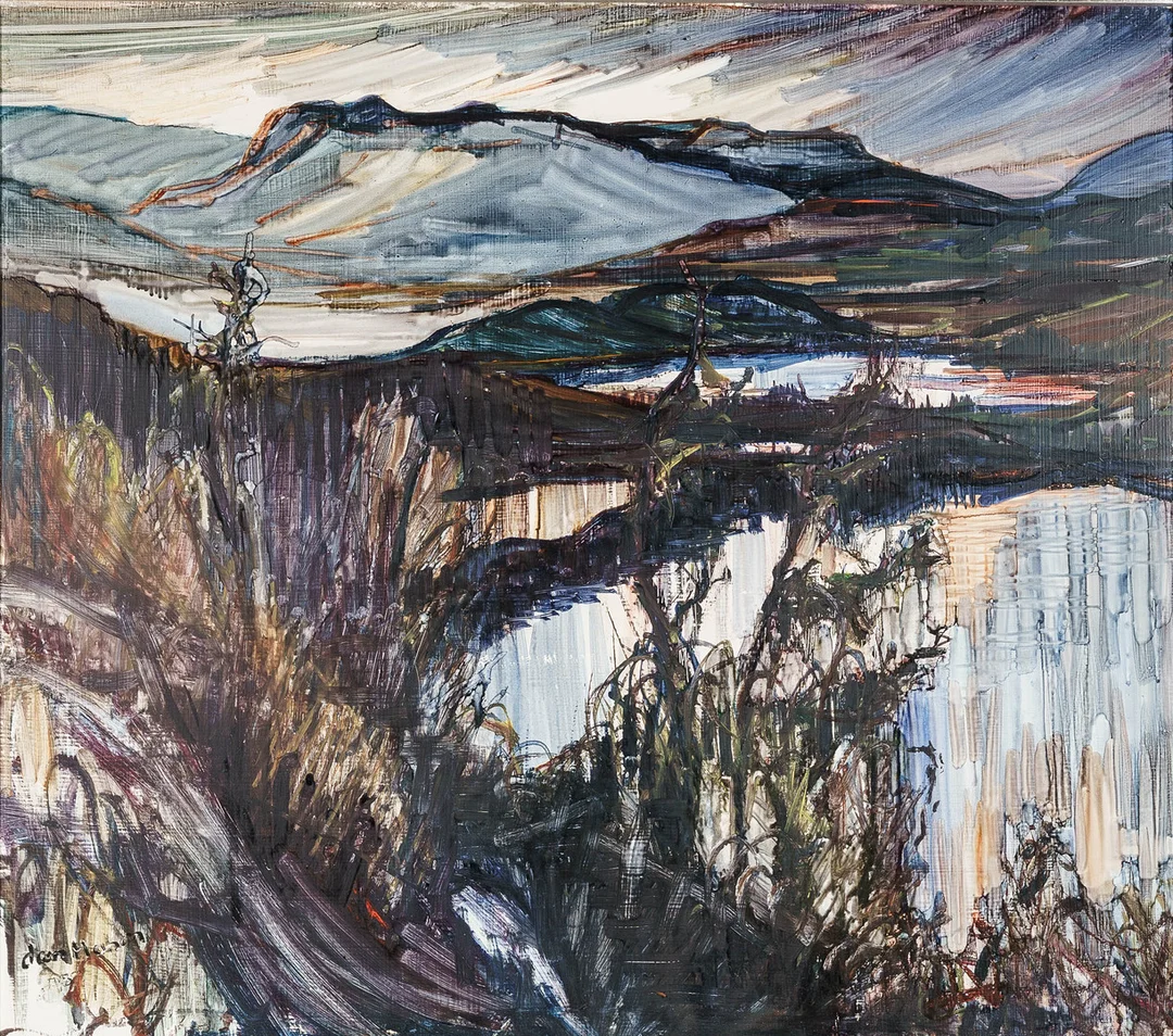 LARS MATSON. Olja på pannå, "Midsommarnatt", Signerad. — Paintings — Norrlands Auktionsverk