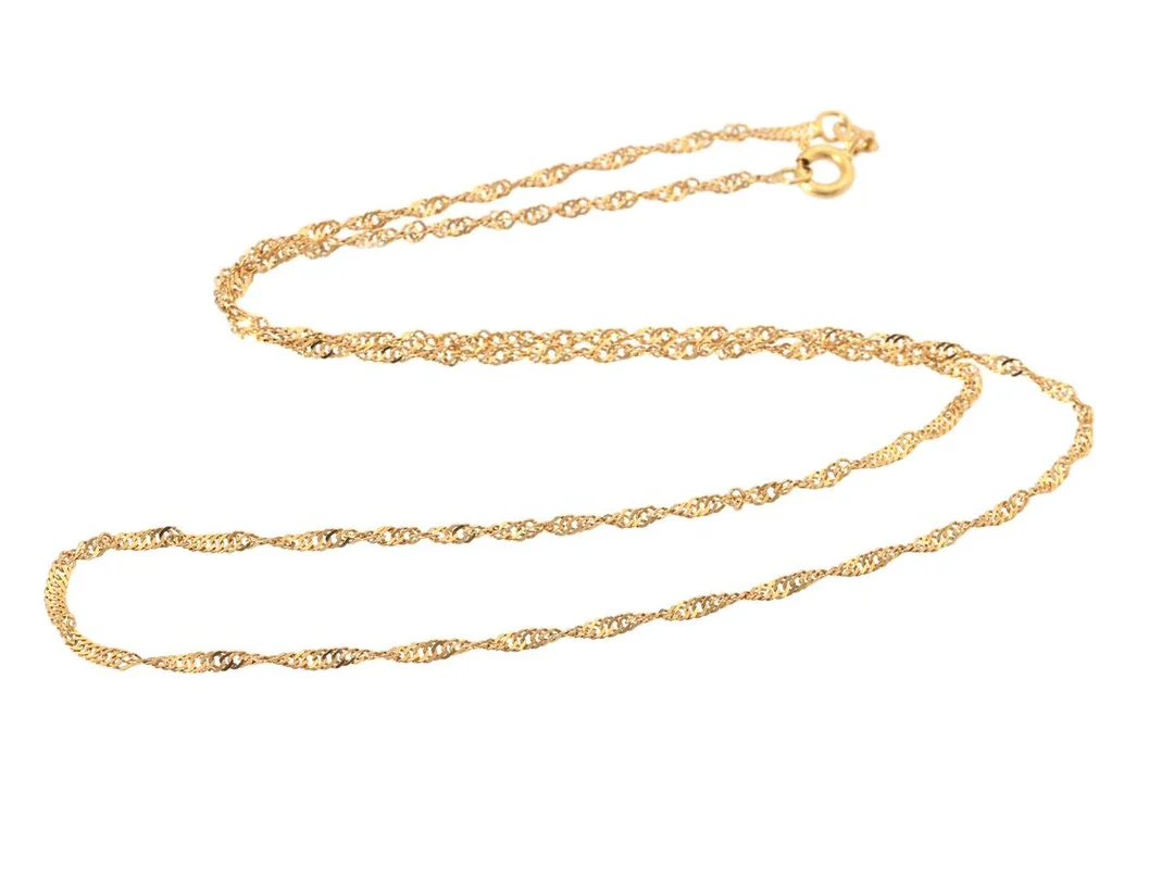 HALSKEDJA, 18K guld, singapore länk, längd 43,7 cm, vikt ca 1,9 g. — Smycken/Halskedja — Kaplans