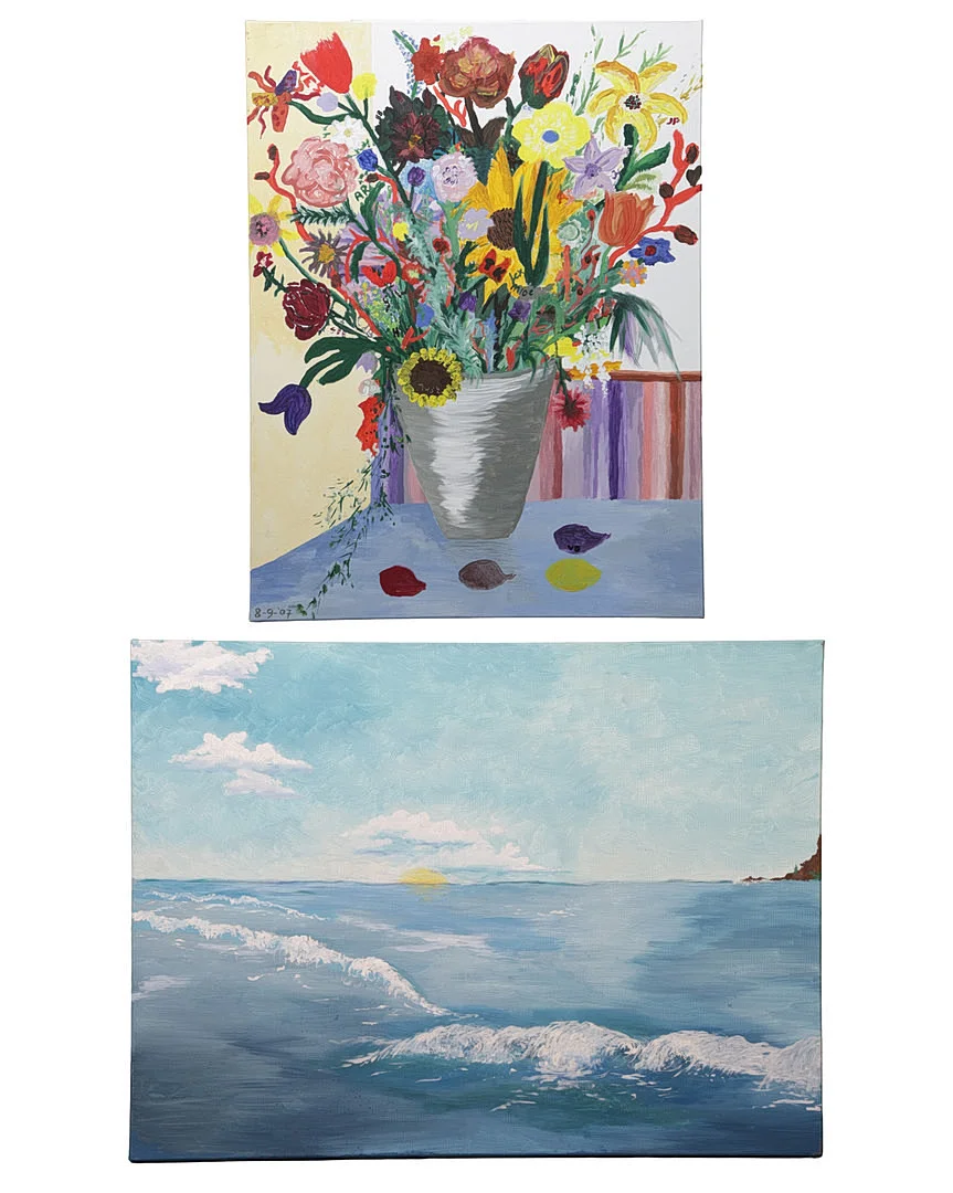 DUTCH SCHOOL CONTEMPORARY, STUDY OF FLOWERS & A SEASCAPE (2). — Paintings — Bishop & Miller