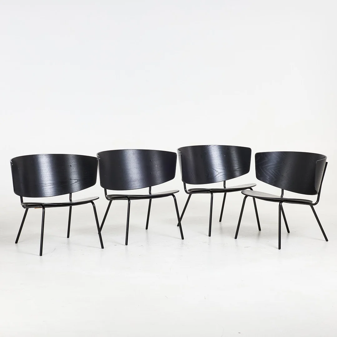 LOUNGESTOLAR, 4 st, "Herman Lounge chair", Herman studios för Ferm living, svartlackerade, brickmärkta undertill. — Armchairs & Chairs — Stockholms Auktionsverk Sickla