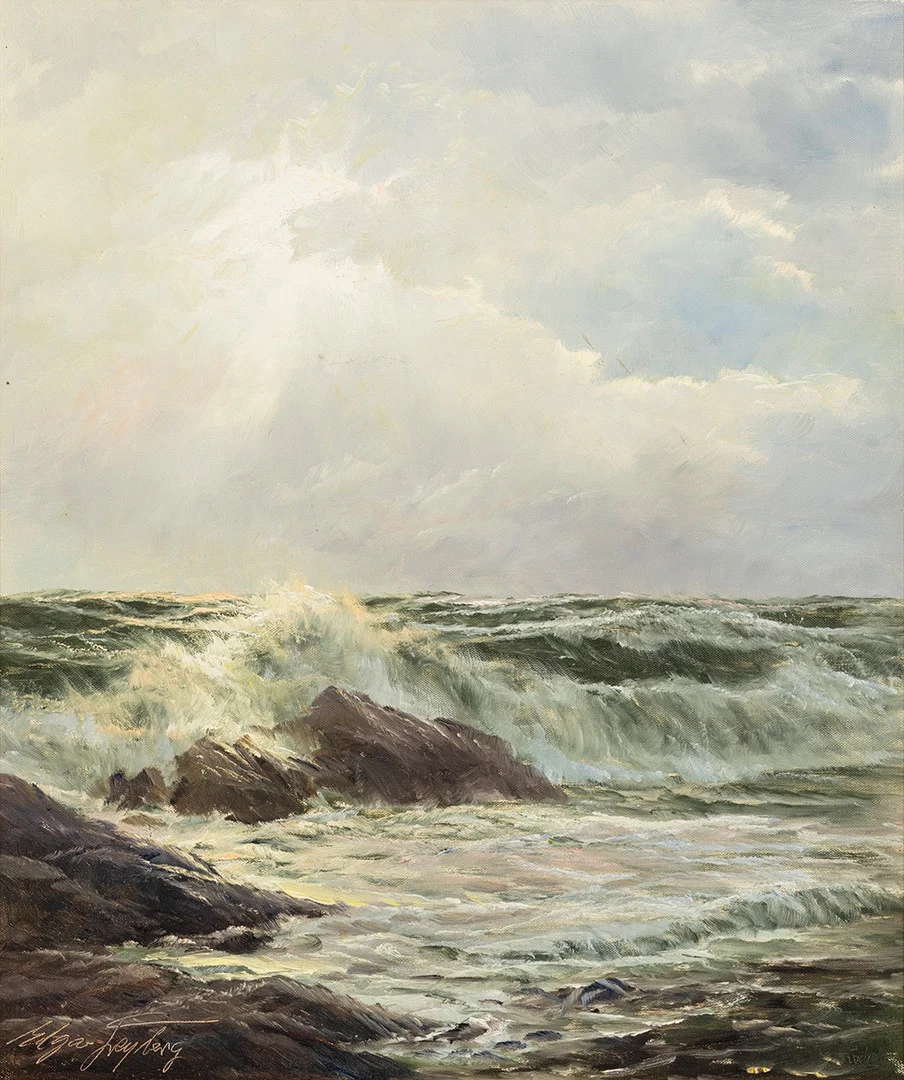 EDGAR FREYBERG. Stormigt hav, olja på duk, signerad. — Paintings — Auktionshuset Kolonn