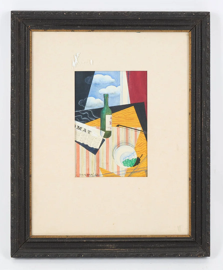 JUHANI HAKALAHTI. "Flaska och moln", signerad samt daterad -69, gouache. — Paintings — Stockholms Auktionsverk Helsinki