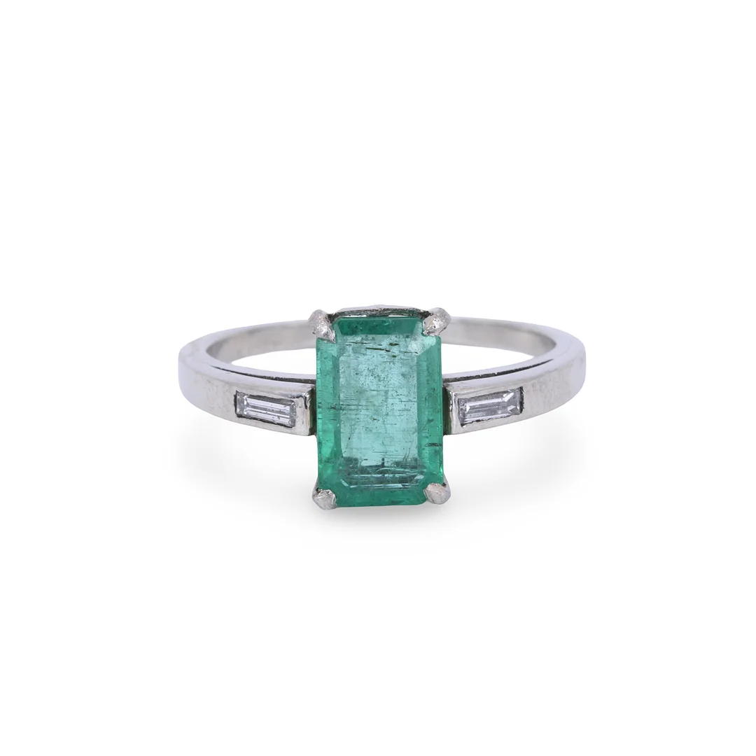 PLATINUM EMERALD & DIAMOND RING. — Rings — Chalkwell Auctions