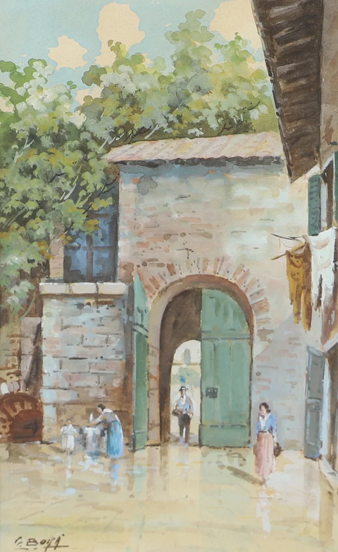 OIDENTIFIERAD KONSTNÄR. Sydländskt motiv, akvarell, signerad Bora. — Paintings — Helsingborgs Auktionskammare