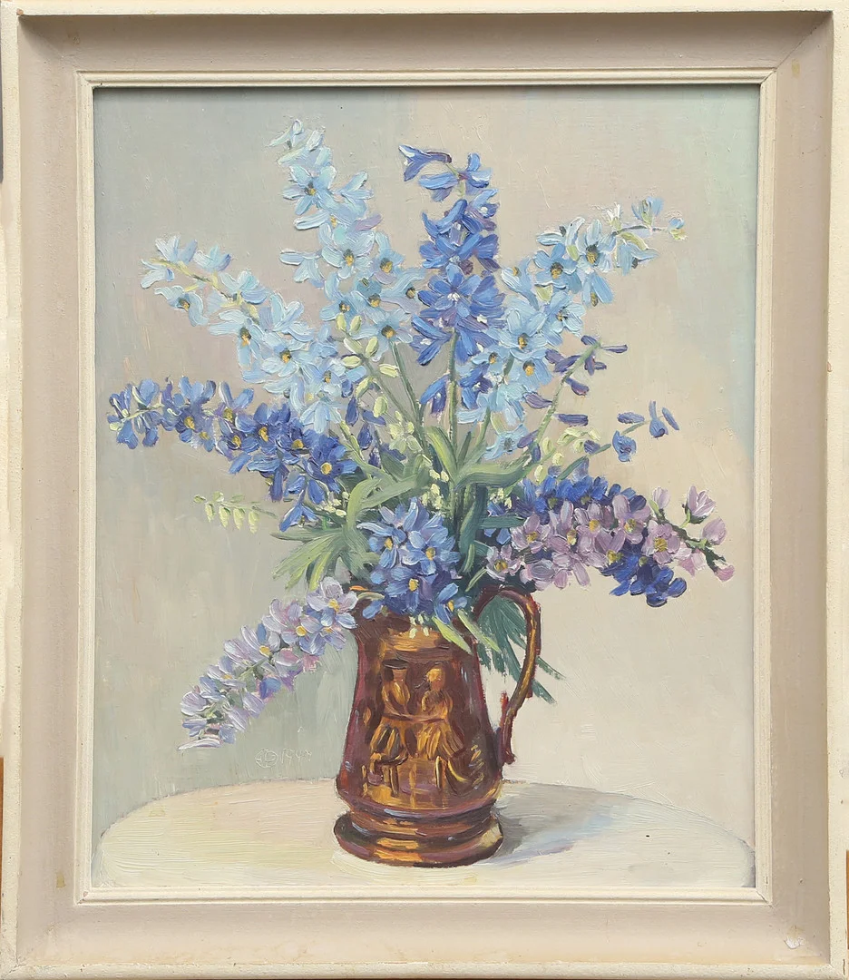 EINAR PETTERSSON. OLJA, på pannå, blomstermotiv, monogramsignerad, 1943. — Paintings — Kalmar Auktionsverk