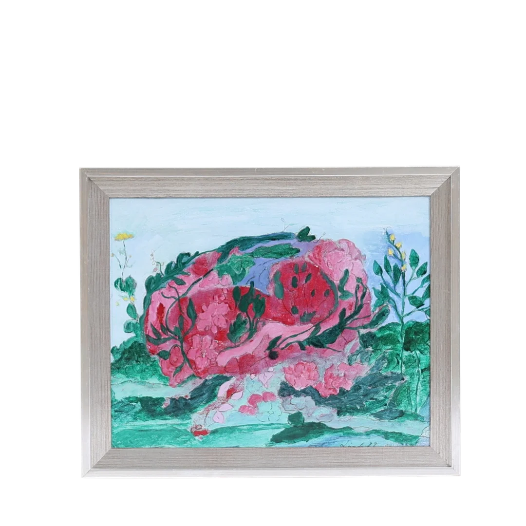 LINDA HEDMAN. (1917–1996) Blandteknik på duk, blomsterkomposition, signerad. — Paintings — Gomér & Andersson Nyköping