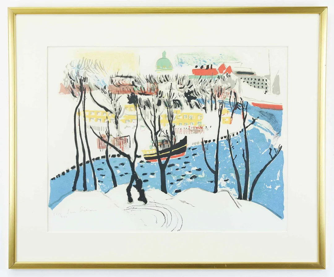 SVEN X.ET ERIXSON (1899-1970). Litografi, "Skeppsholmen", ur portföljen "Stockholm", 1958, numrerad 255/330, signerad Sven Erixson. — Engravings & Prints — Hälsinglands Auktionsverk