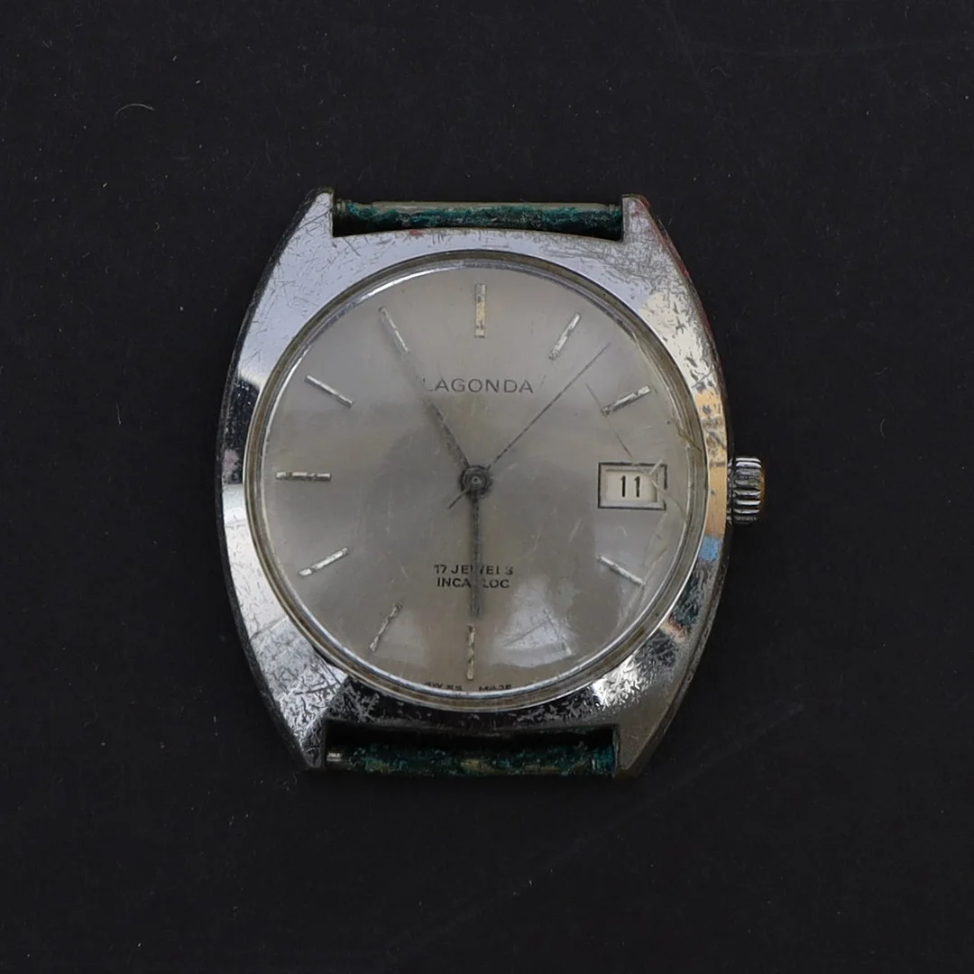HERRARMBANDSUR, Lagonda, stålboett. — Wristwatches — Falun Auktionsbyrå