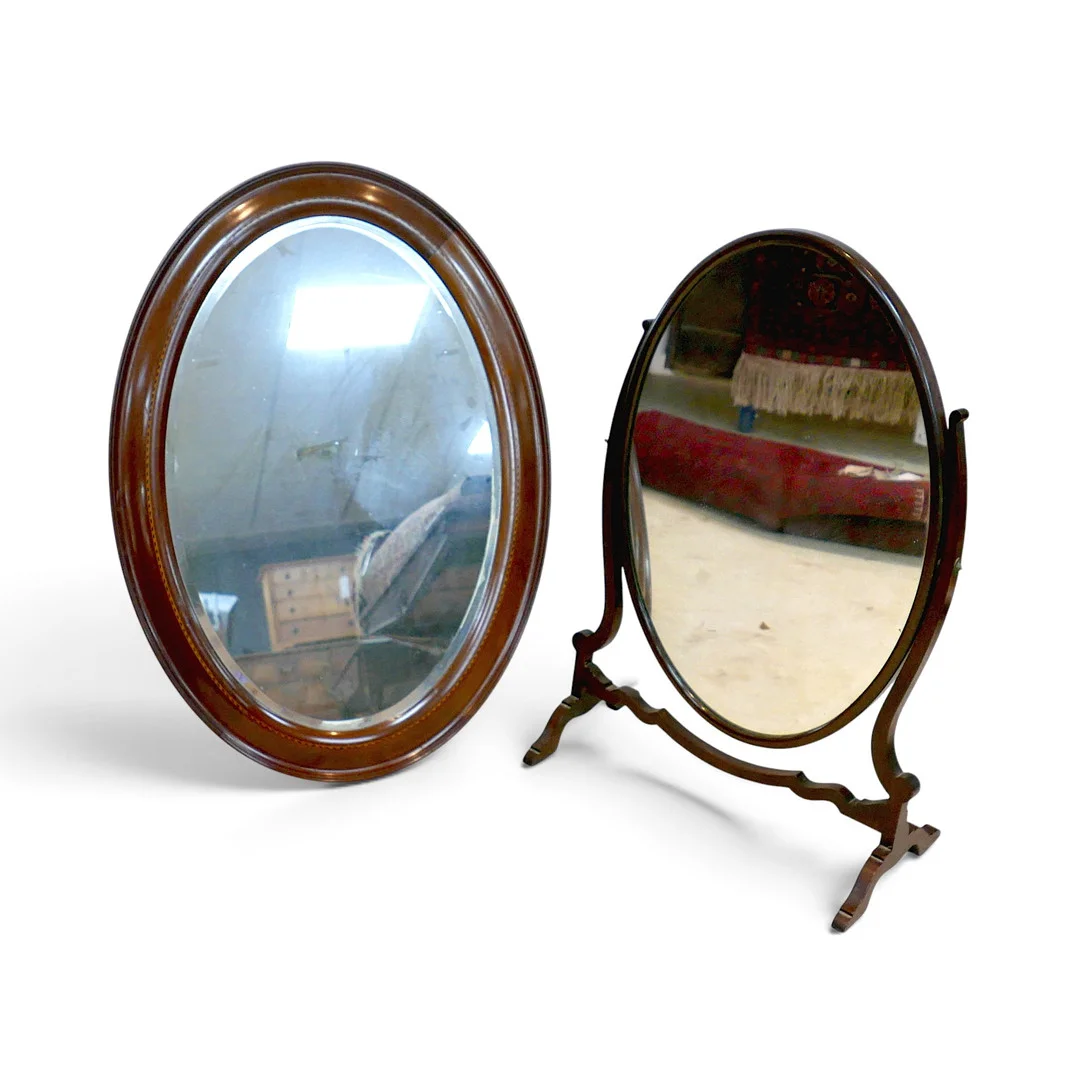 A GEORGIAN STYLE TOILET MIRROR AND A WALL MIRROR. — Mirrors — Batemans of Stamford