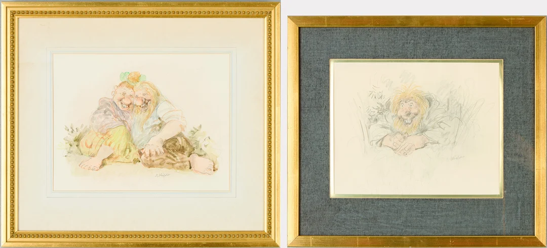 ROBERT HÖGFELDT. Trollmotiv, två stycken. — Paintings — Uppsala Auktionskammare