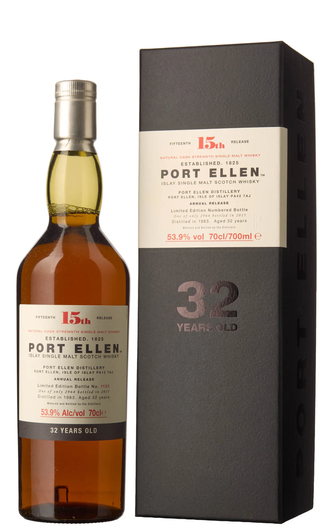 1 x Port Ellen Islay Single Malt Scotch Whisky 15th Release 1983 Aged 32 Years (OCB) — 1 x Port Ellen Islay Single Malt Scotch Whisky 15th Release 1983 Aged 32 Years (OCB) — Vin/Brennevin — Blomqvist