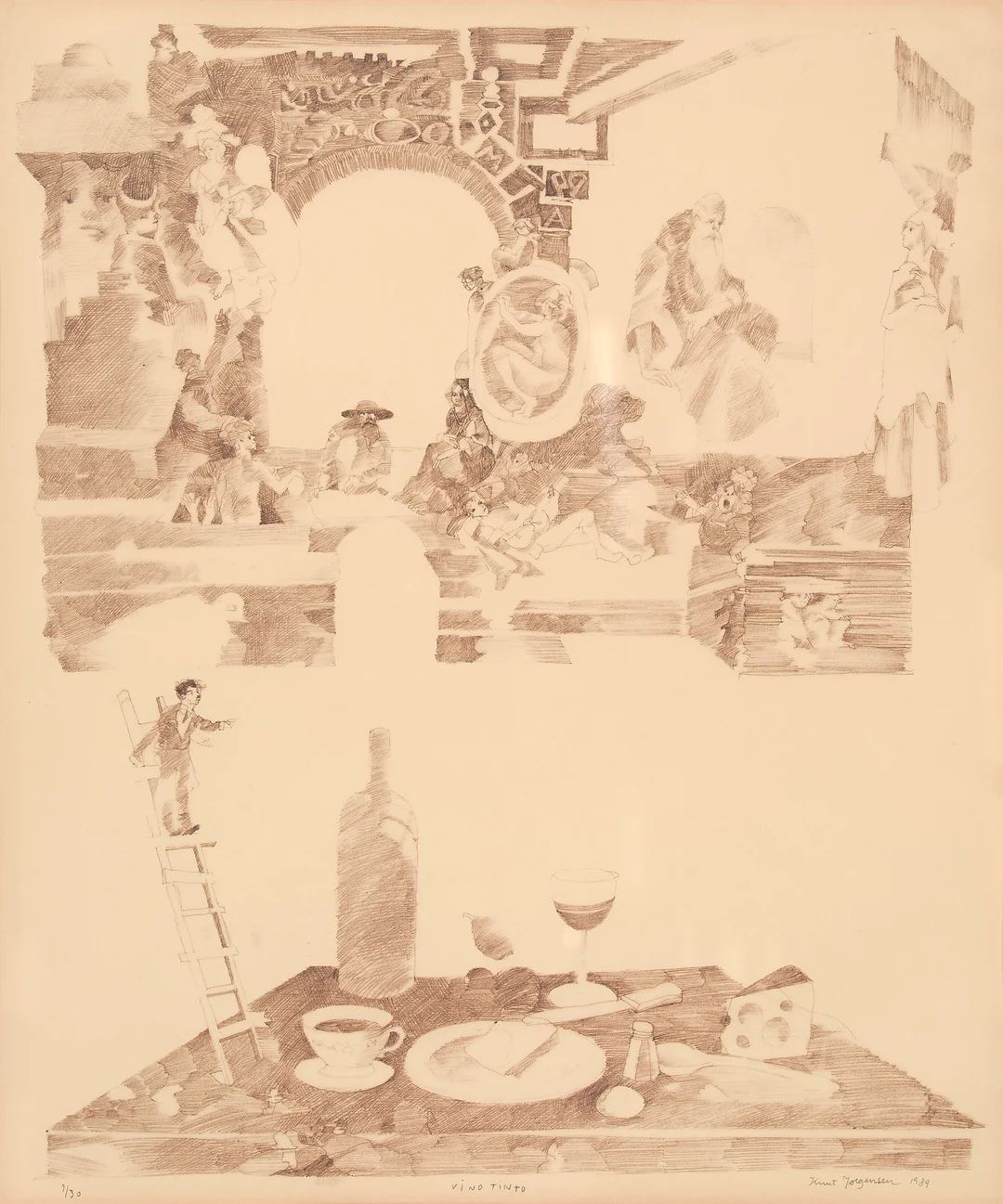 Jørgensen, Knut — "Vino tinto" 1989 — Kunst/Grafikk — Blomqvist