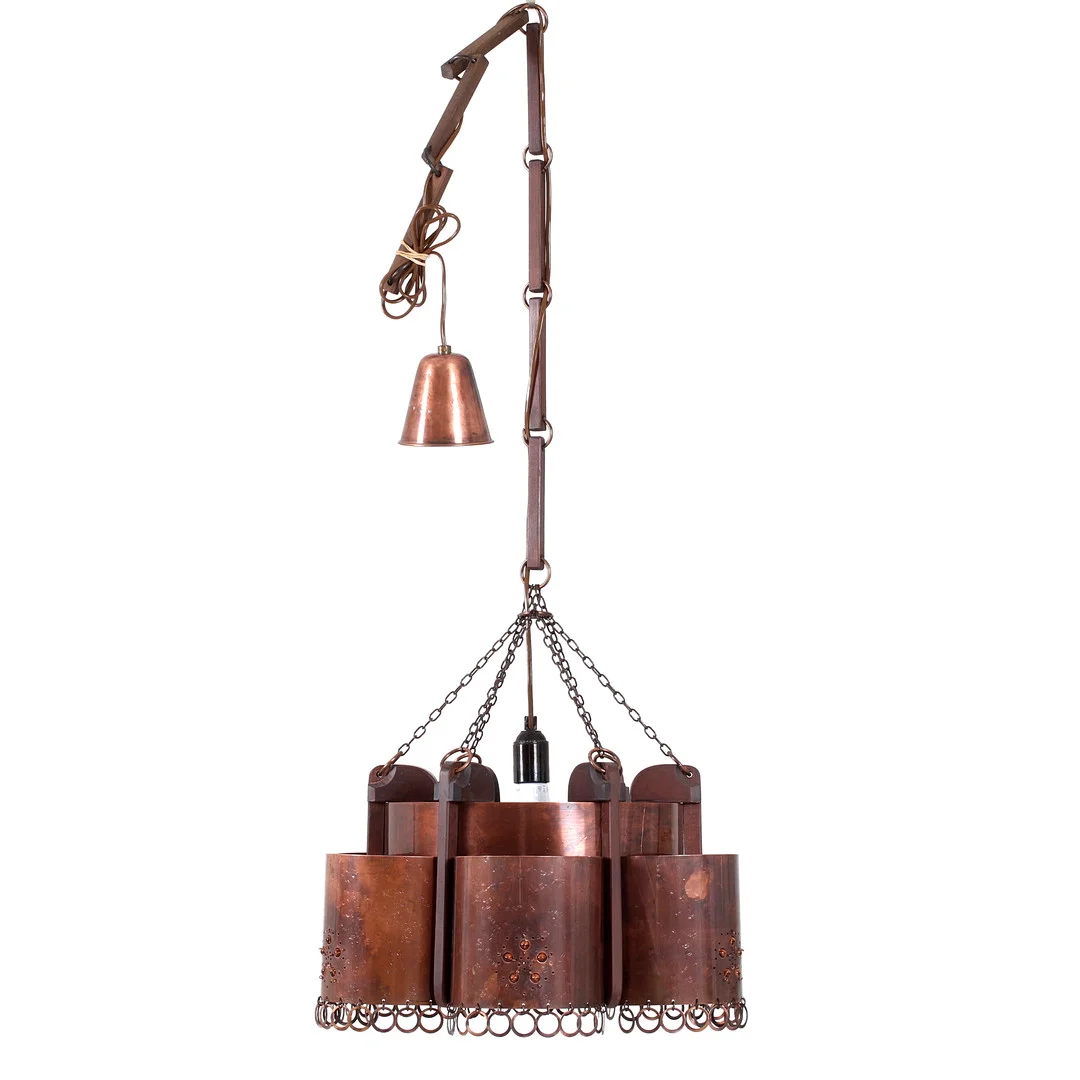 TAKLAMPA, koppar, troligen Borenlampor, Åsele, 1900-talets andra hälft. — Ceiling lights — Stadsauktion Sundsvall
