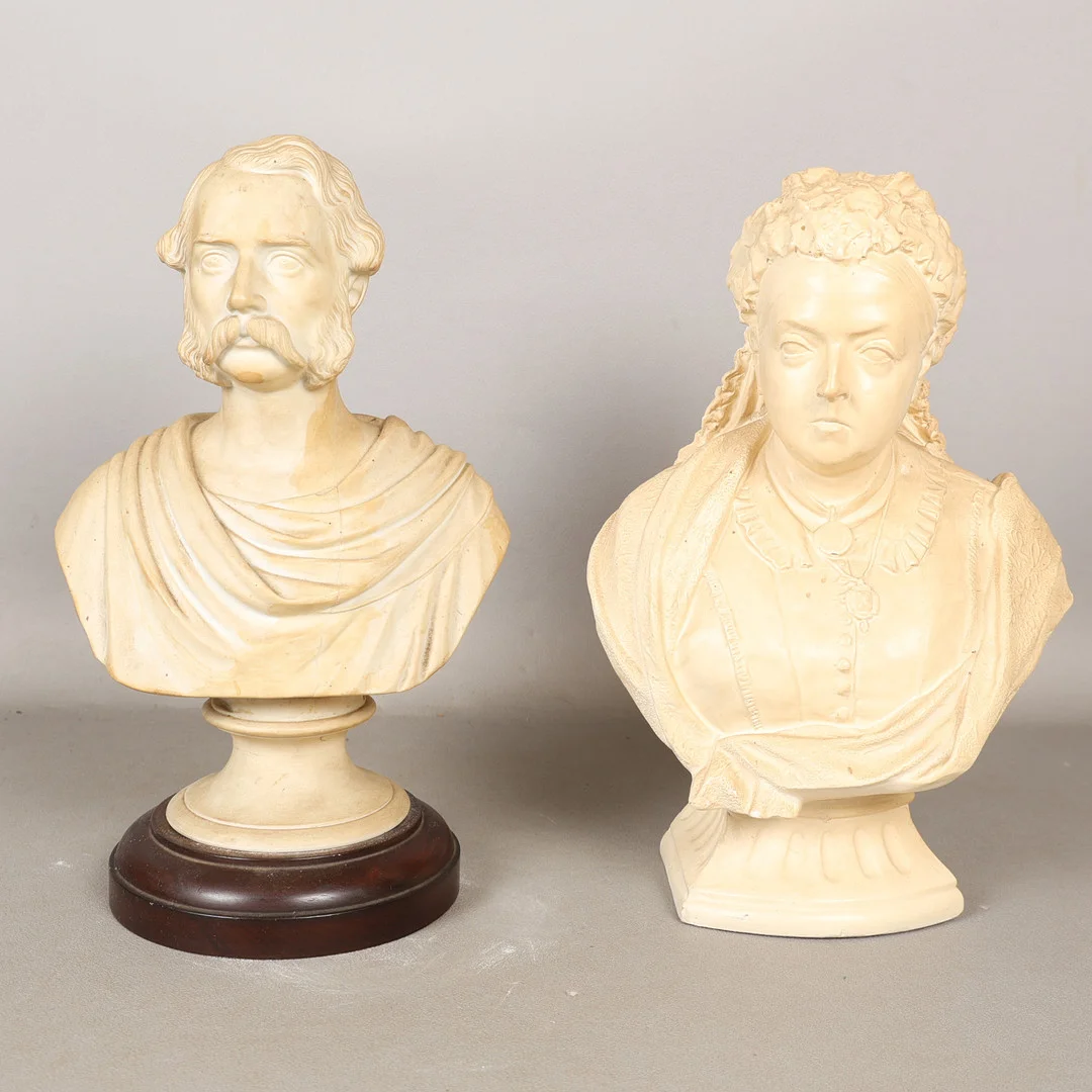 A PLASTER BUST OF QUEEN VICTORIA TOGETHER WITH ANOTHER (2). — European — Bishop & Miller