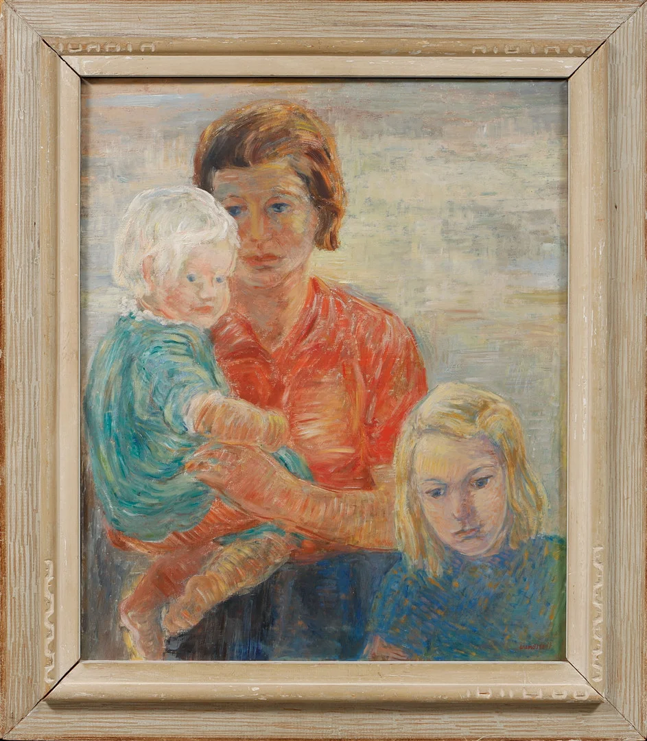 KRISTIAN LUNDSTEDT. "Tre allvarliga" 1937. Olja på duk, signerad. — Paintings — Göteborgs Auktionsverk