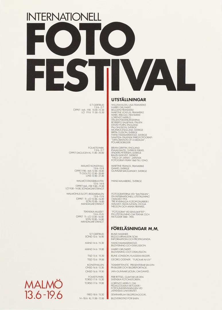 UTSTÄLLNINGSAFFISCH, Internationell Fotofestival, Malmö, 1980-tal. — Engravings & Prints — Karljohan Auktioner