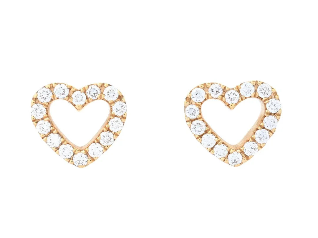ÖRHÄNGEN, hjärtan, 18K guld, 28 briljantslipade diamanter 0,28 ctv, TW/VS-SI, höjd 7,5 mm, vikt 2,5 g, stift. — Smycken/Örhängen — Kaplans