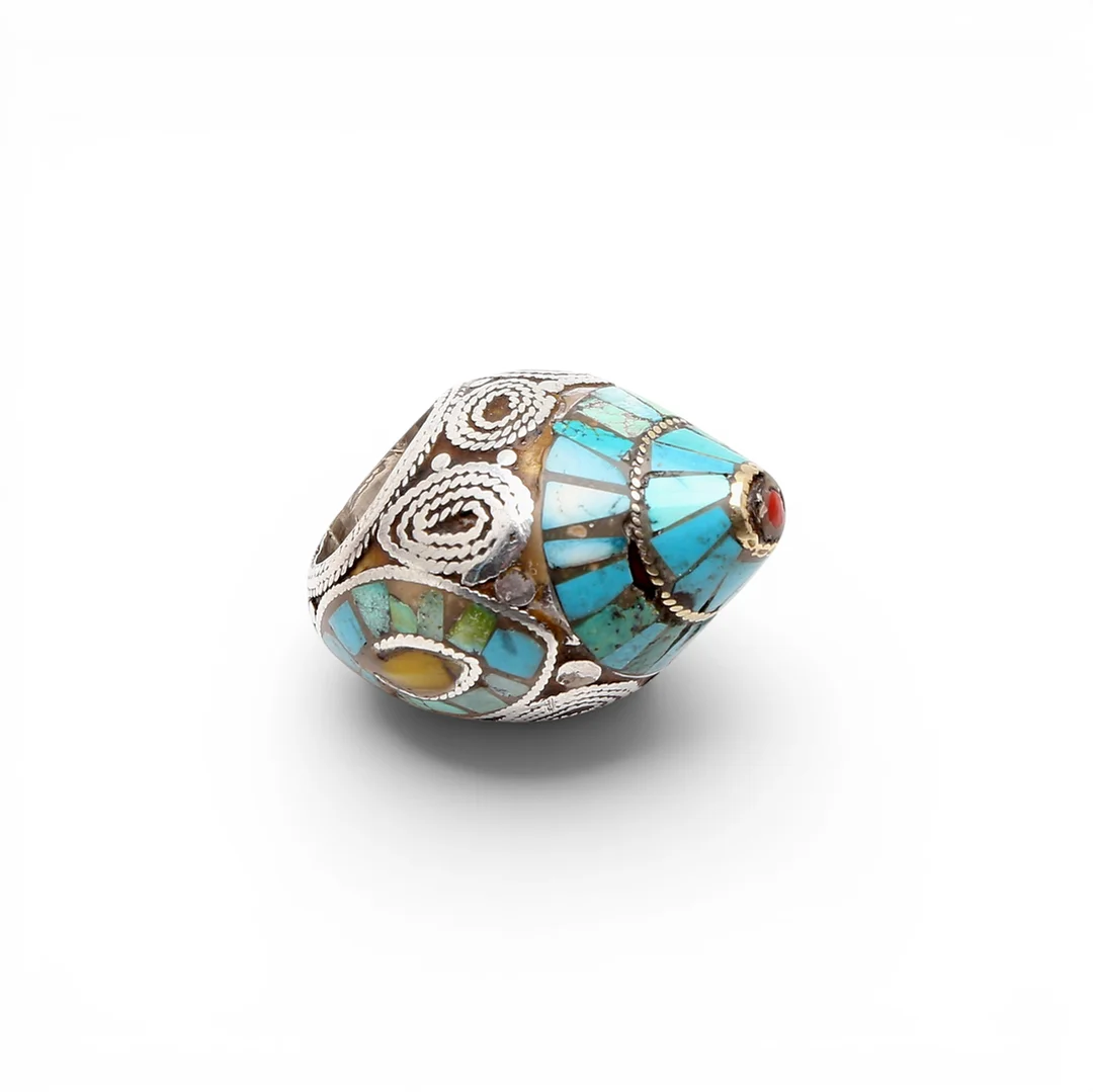 Probably Turkish silver ring with turquoise simile, coral simile and enamel, 20th Century. — Rings — Balclis
