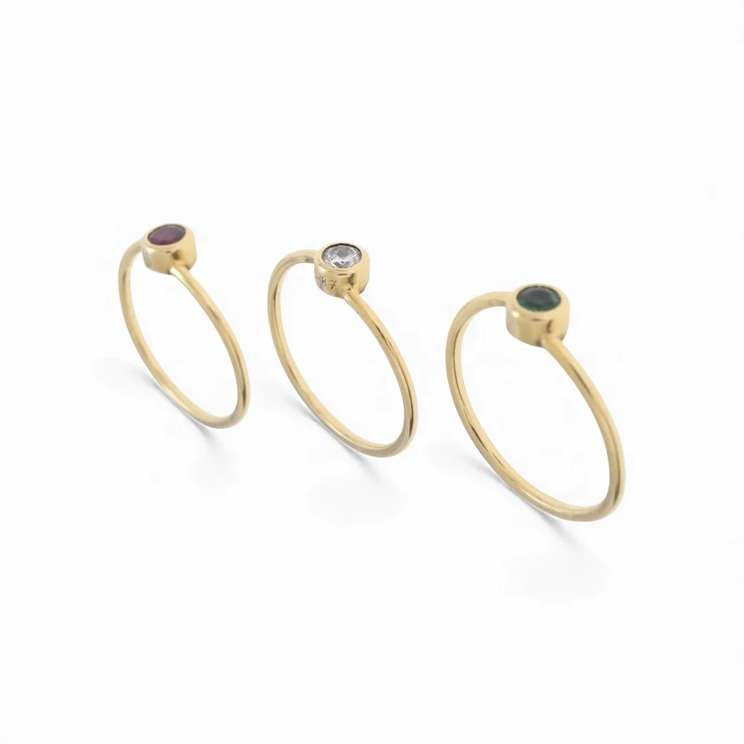 Three rings with diamond, emerald and ruby. — Rings — Balclis