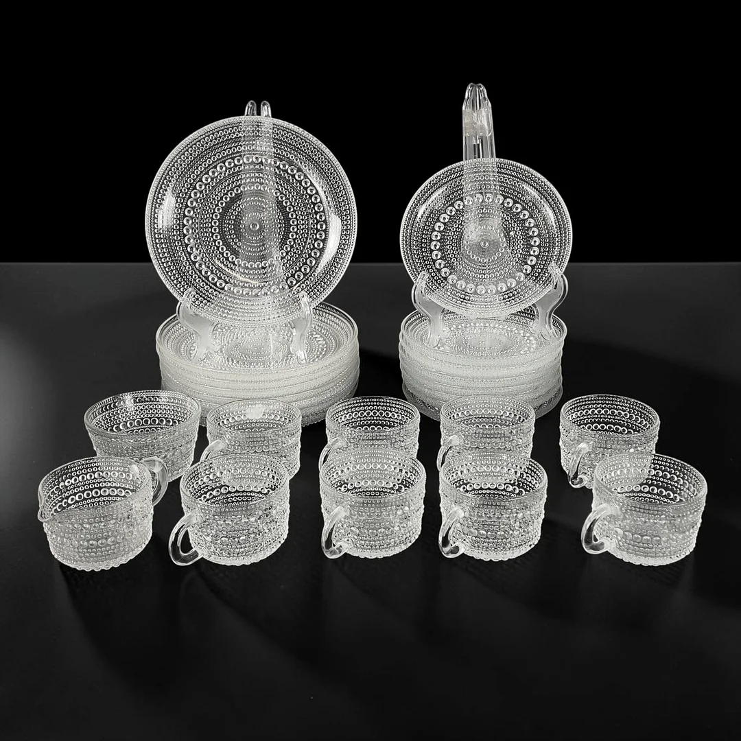 OIVA TOIKKA. Kaffeservis, 26 delar, "Kastehelmi", glas, Finland. — Utility glass — Roslagens Auktionsverk