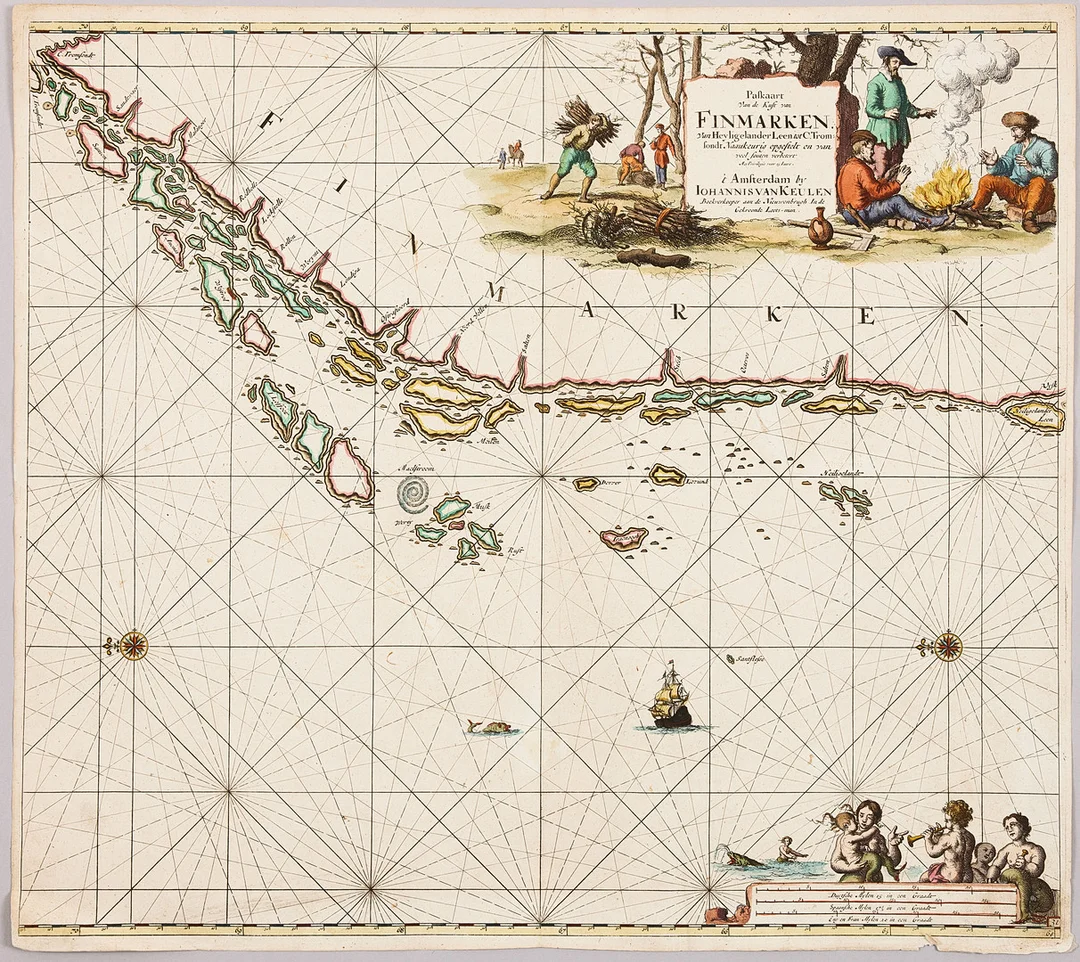 SJÖKORT AV VAN KEULEN, Paskaart van de Kust van Finmarken, ca 1785. — Maps — Stockholms Auktionsverk Magasin 5